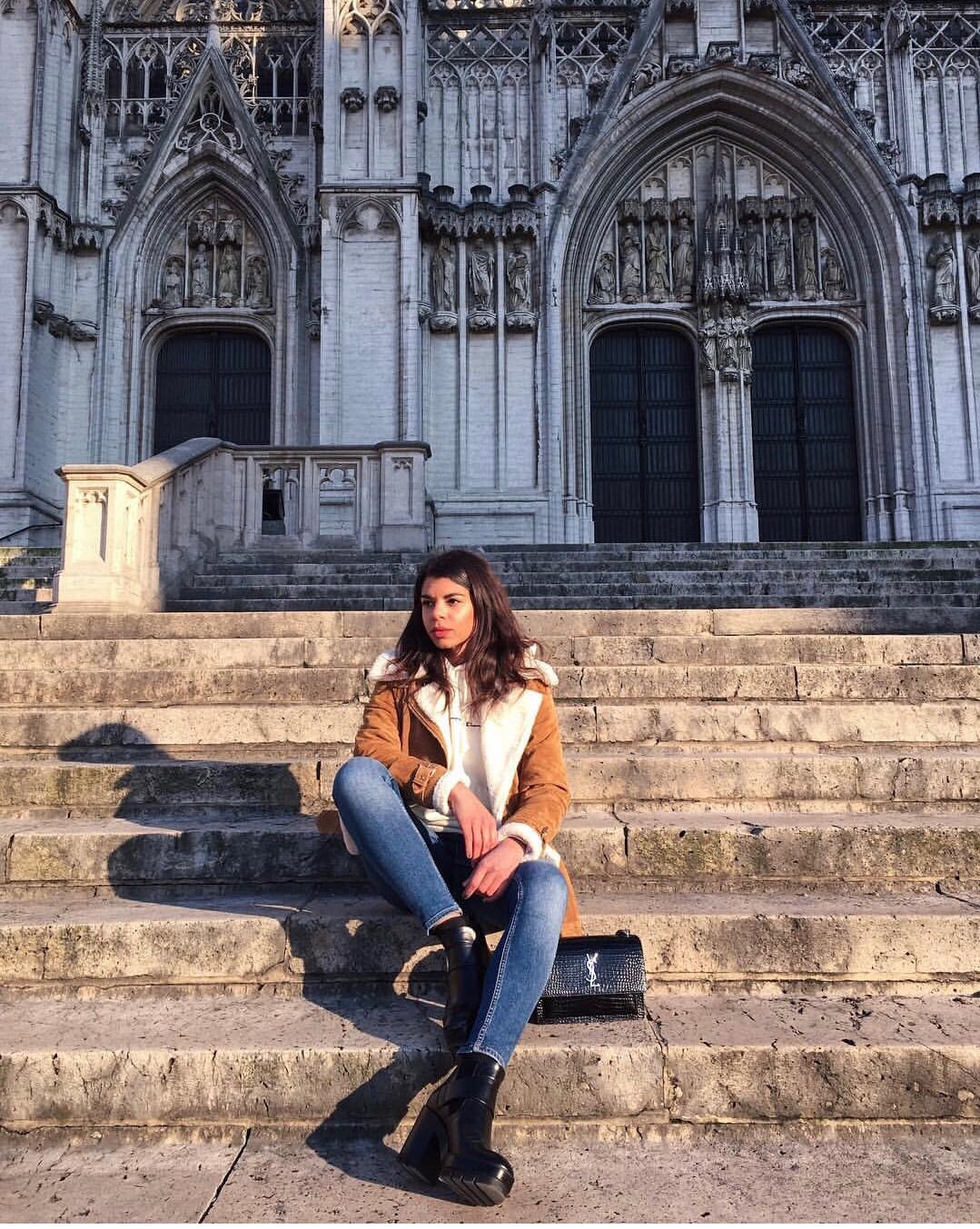 YSL Sunset 22CM 鳄鱼纹日落包 442906黑色/银扣