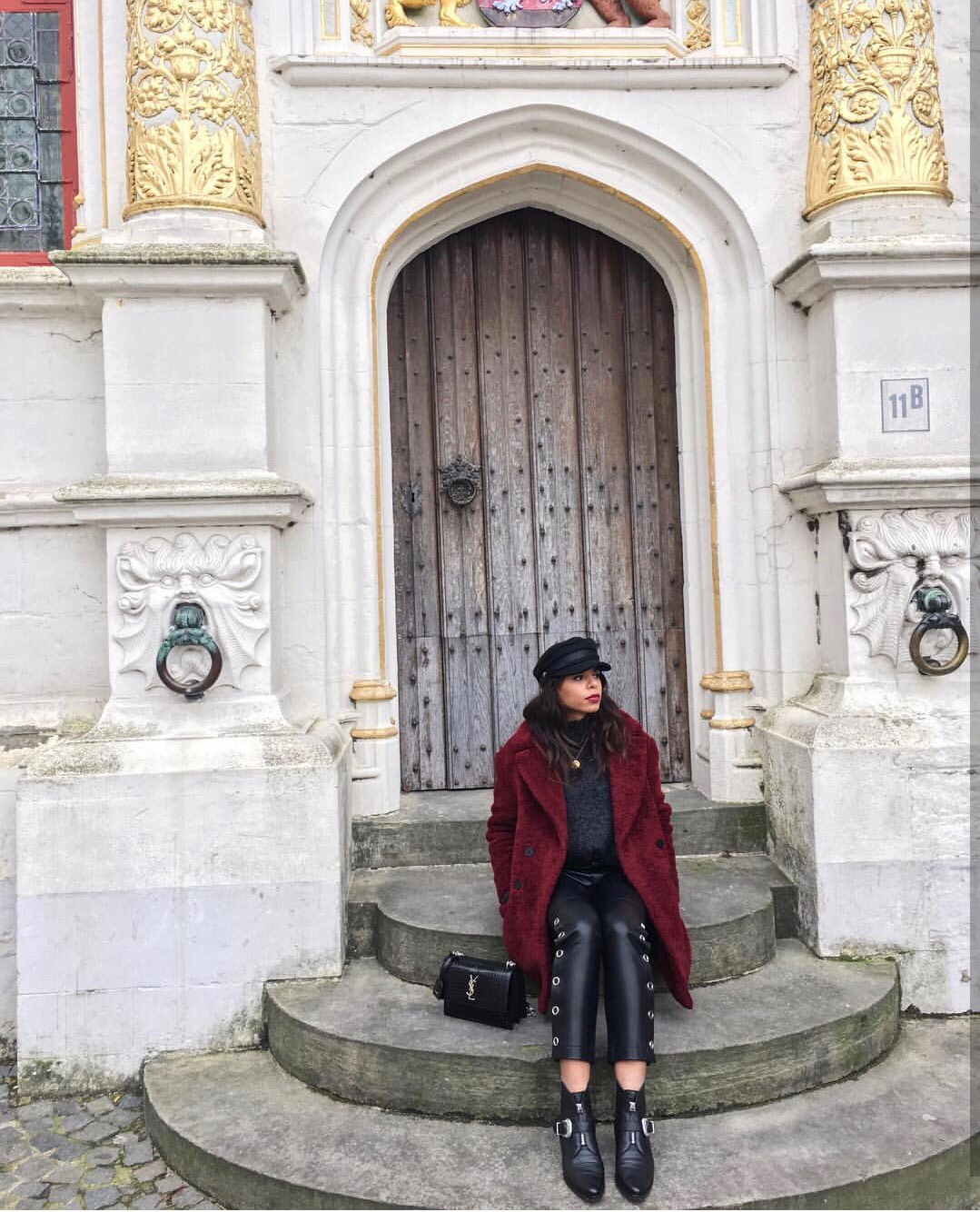 YSL Sunset 22CM 鳄鱼纹日落包 442906黑色/银扣