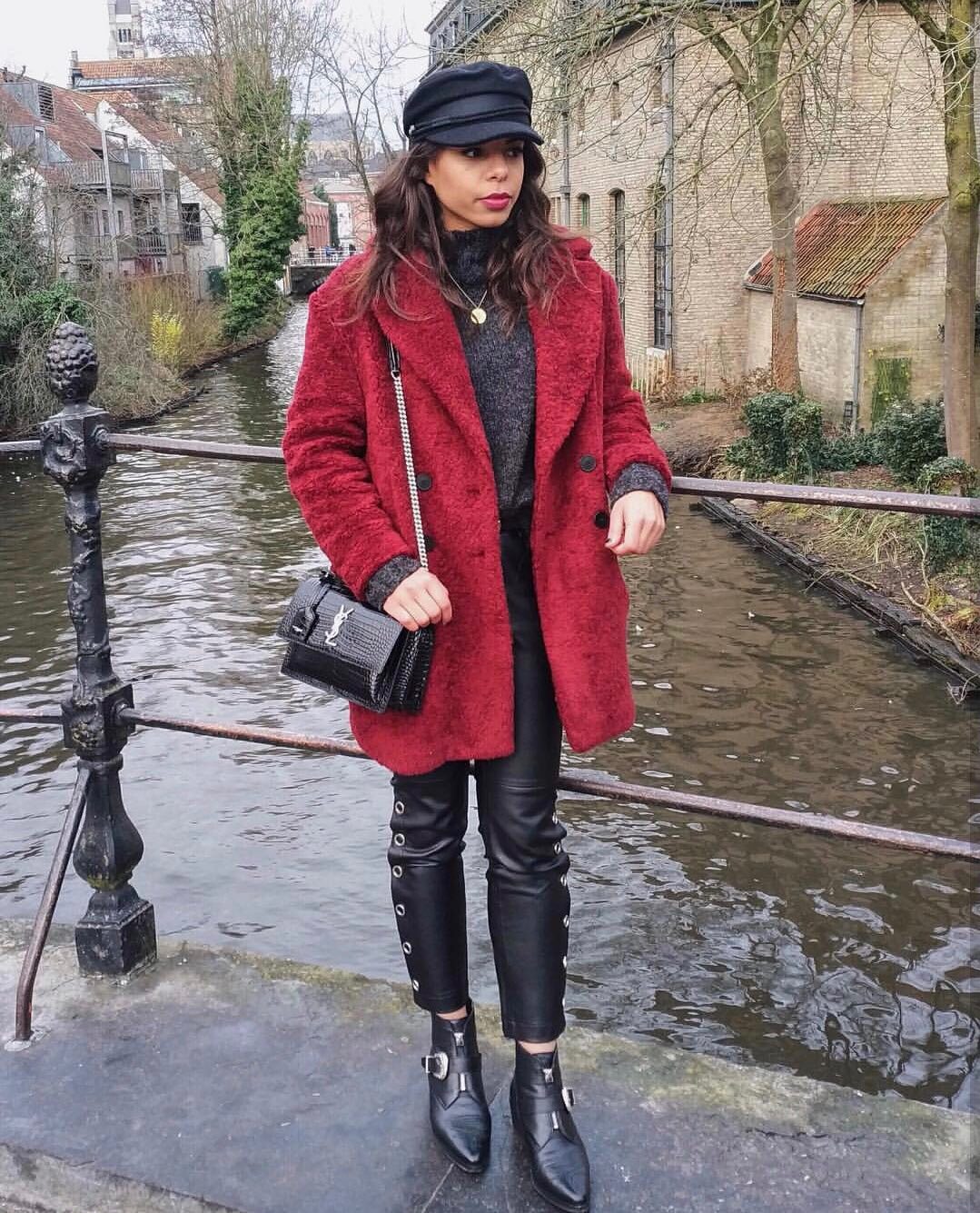 YSL Sunset 22CM 鳄鱼纹日落包 442906黑色/银扣