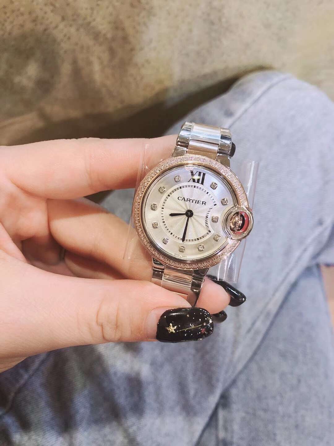 Cartier 卡地亚蓝气球间金带钻女款腕表