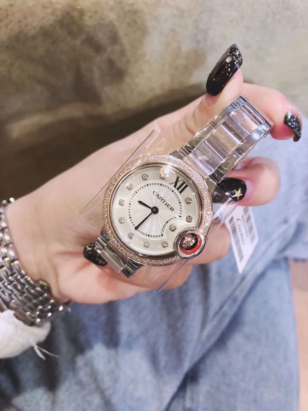 Cartier 卡地亚蓝气球间金带钻女款腕表