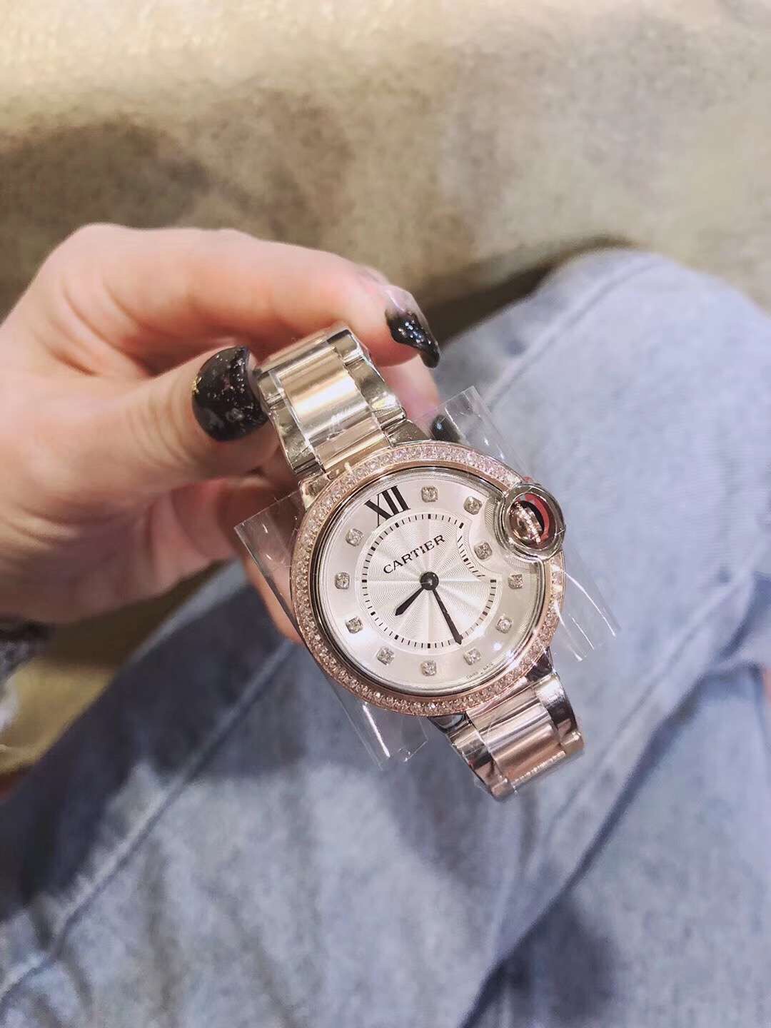 Cartier 卡地亚蓝气球间金带钻女款腕表