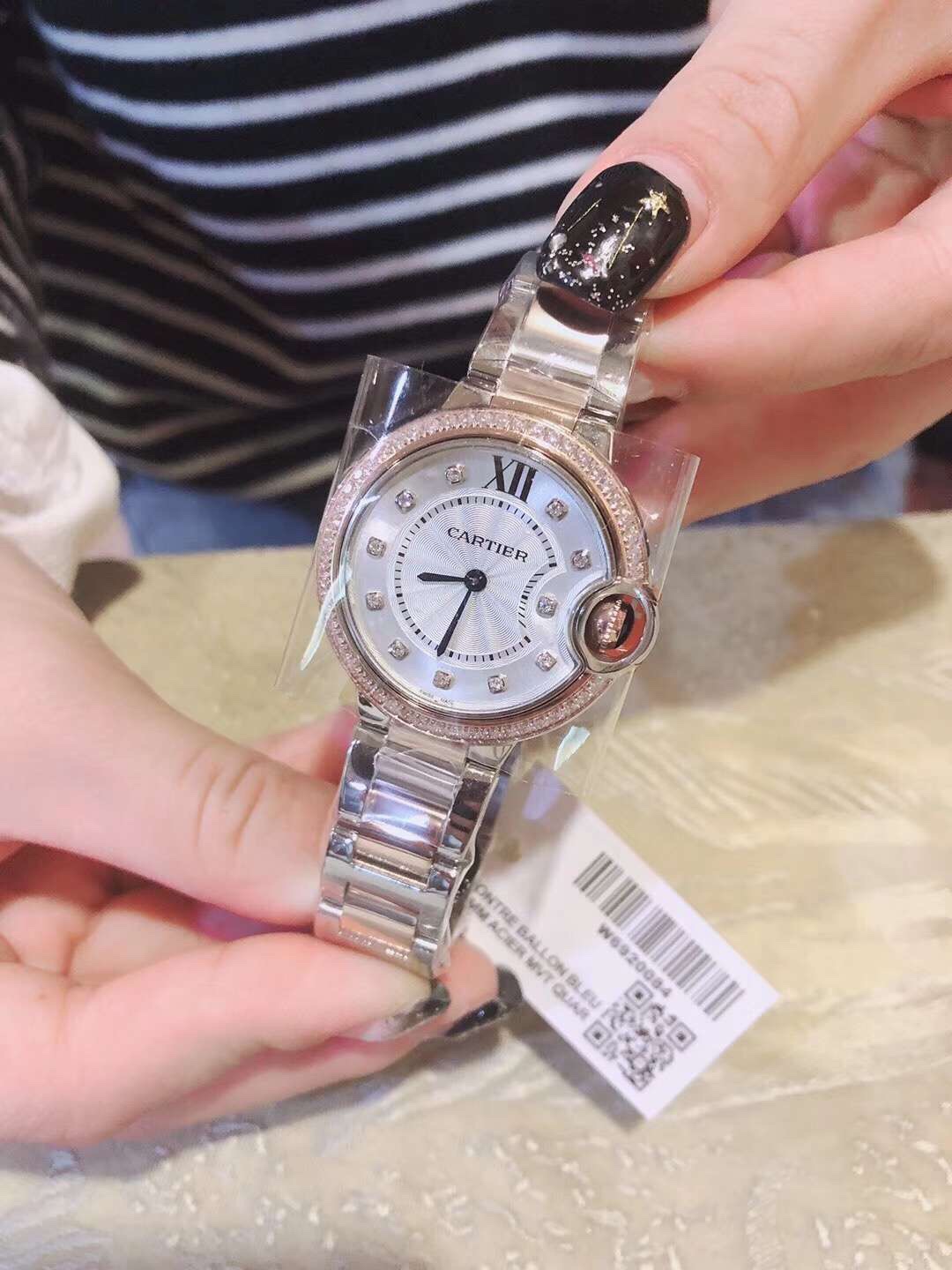 Cartier 卡地亚蓝气球间金带钻女款腕表