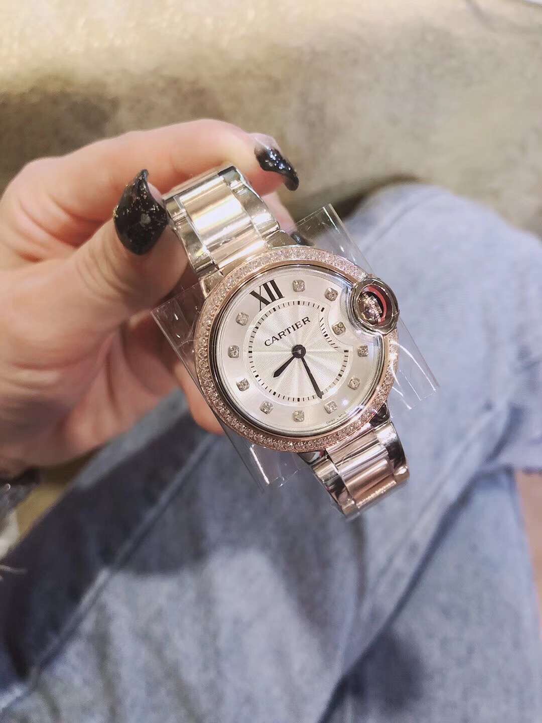 Cartier 卡地亚蓝气球间金带钻女款腕表