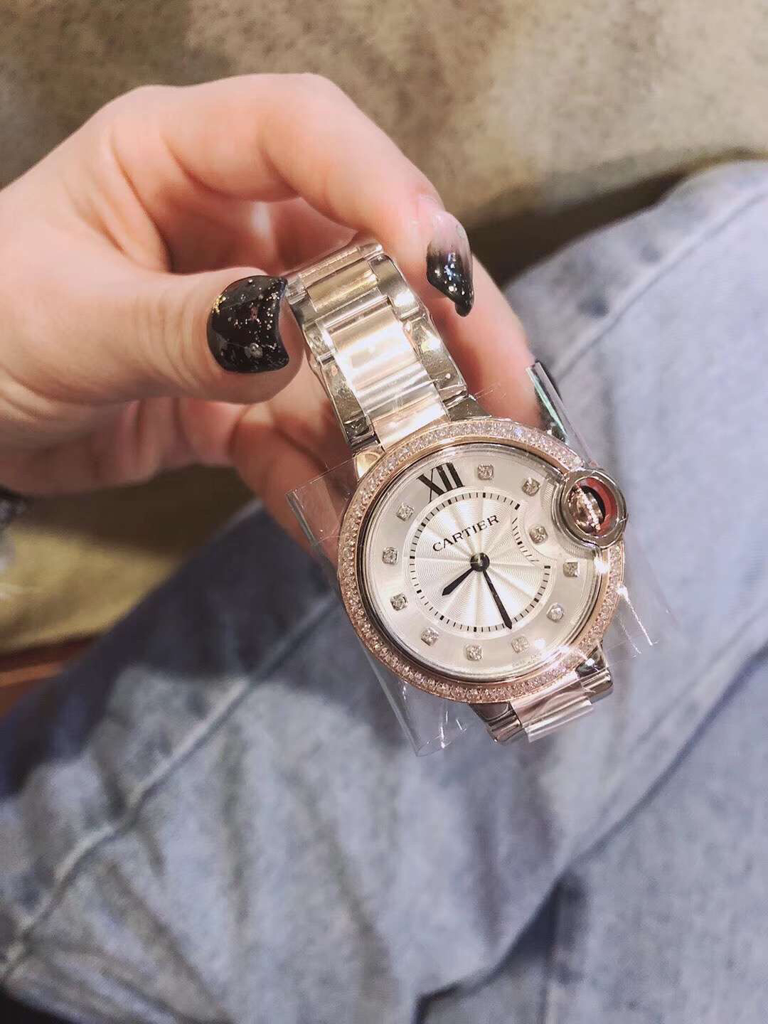 Cartier 卡地亚蓝气球间金带钻女款腕表