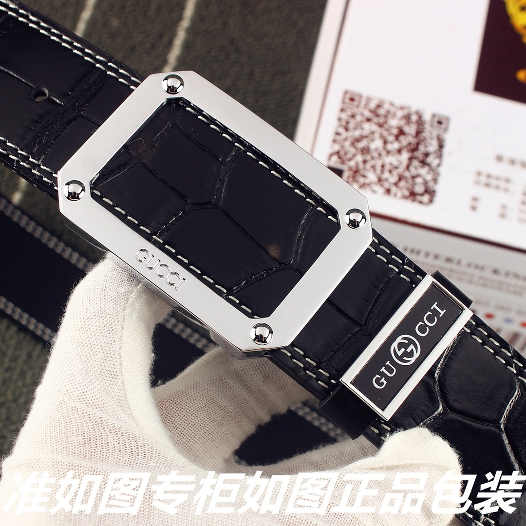 Gucci Crocodile Pattern Leather Belt | Elegant Design & Premium Quality