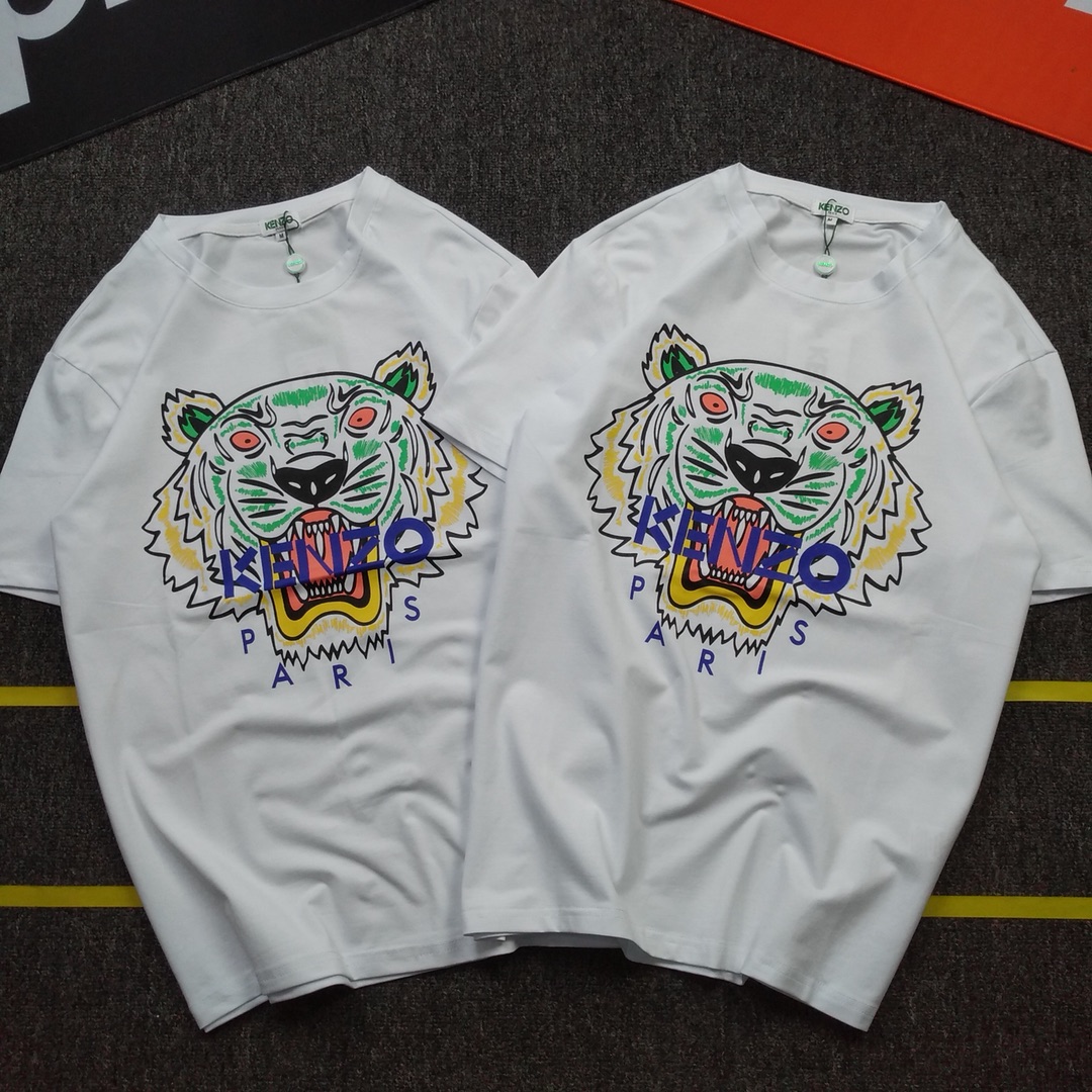 p65报单名K118重磅来袭欧美潮牌 KENZO 2019夏季新款  老虎头印花 短袖T恤