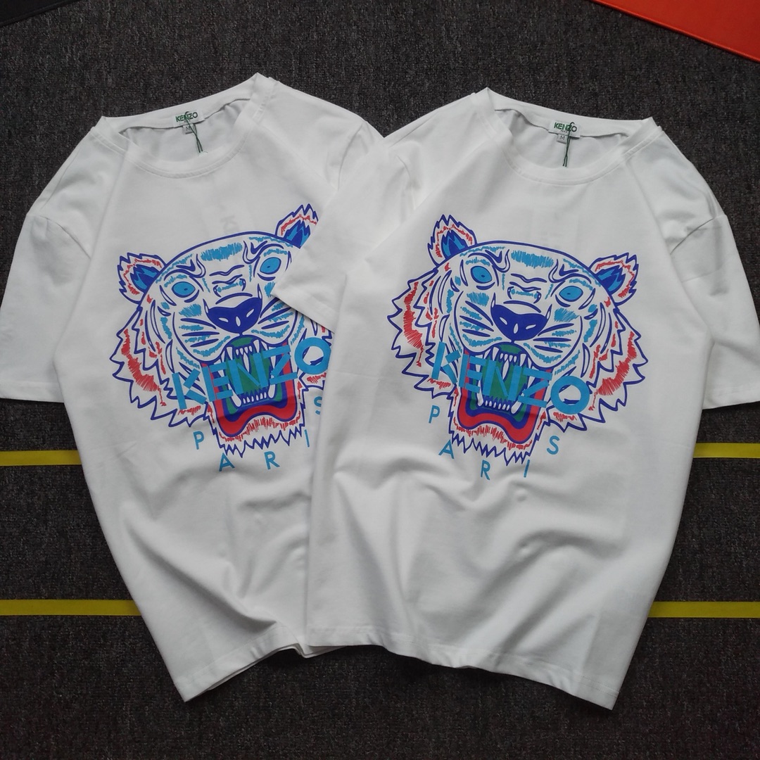 p65报单名K113重磅来袭欧美潮牌 KENZO 2019夏季新款  老虎头印花 短袖T恤