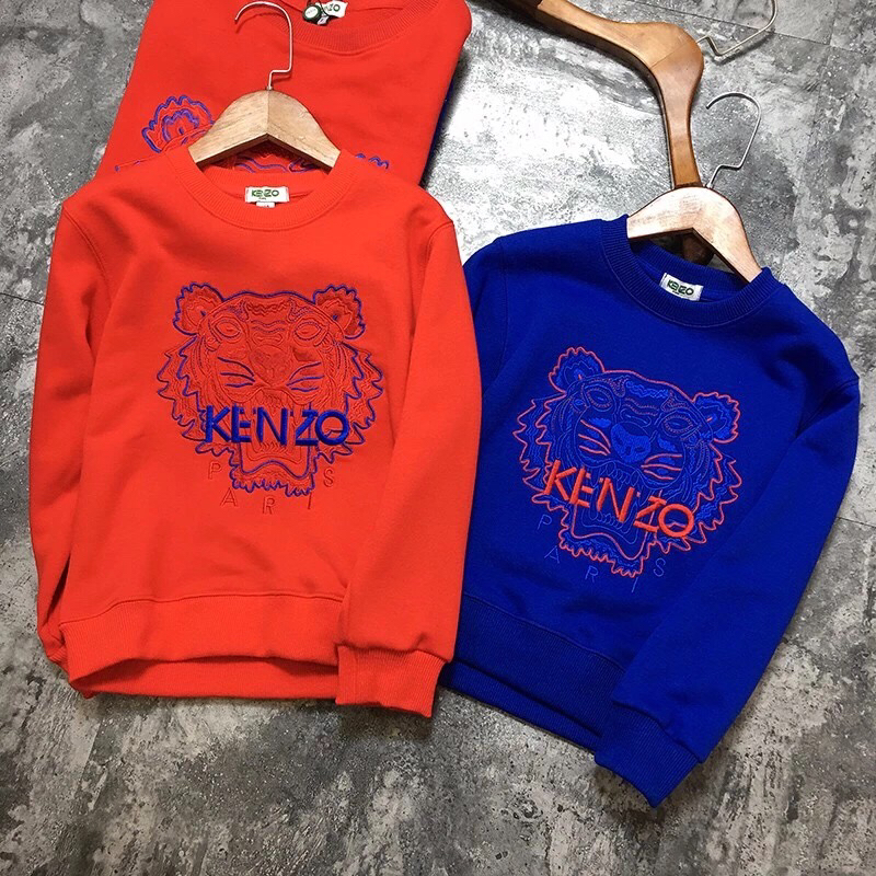 110 小孩85！虎头刺绣亲子圆领卫衣  KENZO19春夏镶边刺绣圆领