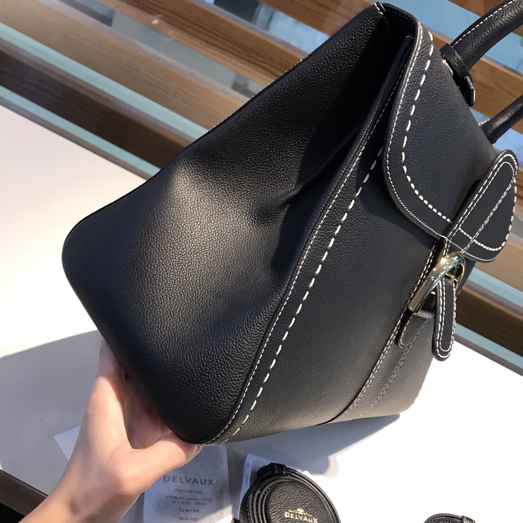 델보 브리앙 왁스 가공 토고 가죽 토트백 37 cm 블랙 상세 이미지 5