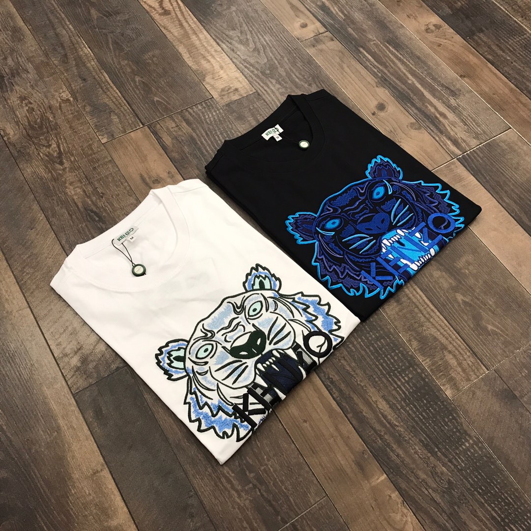 19夏款 发75  新品上新 kenzo19ss刺绣虎头情侣短袖“咆哮者”精致KENZO字母饱满立体