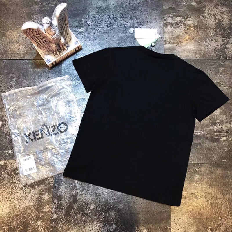 80！！Kenzo/高田贤三 黑红配色金线虎头Tee。