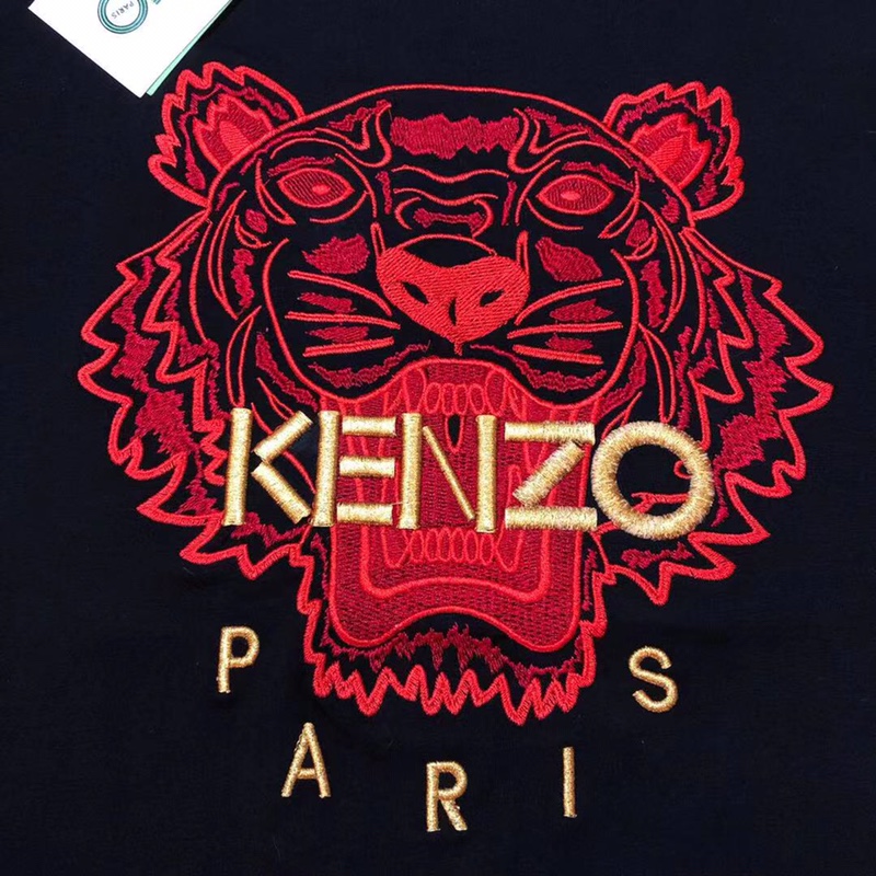 80！！Kenzo/高田贤三 黑红配色金线虎头Tee。