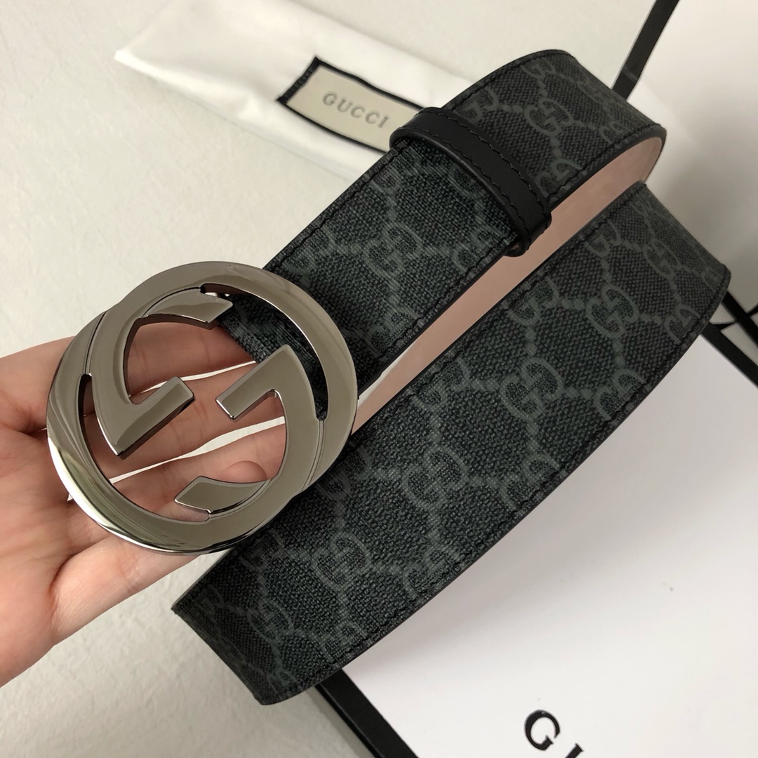 不变的经典GG高级人造帆布腰带饰以互