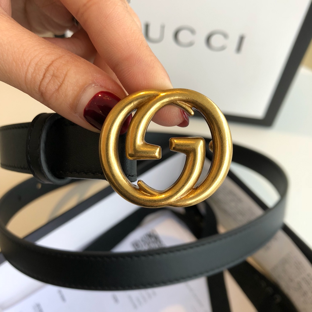 古奇情侣款腰带配全套包装礼盒双G带扣