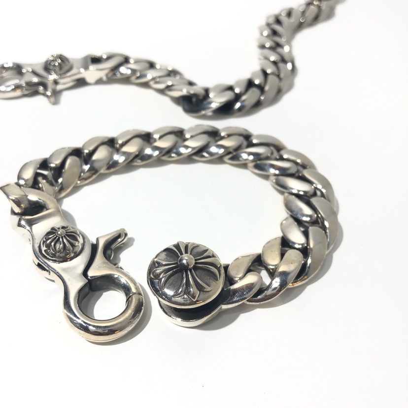 Chrome Hearts 𝐂𝐡𝐫𝐨𝐦𝐞 𝐡𝐞𝐚𝐫𝐭 克罗心全光虾扣男士手链