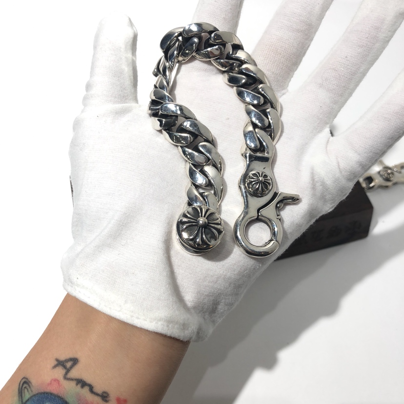 Chrome Hearts 𝐂𝐡𝐫𝐨𝐦𝐞 𝐡𝐞𝐚𝐫𝐭 克罗心全光虾扣男士手链