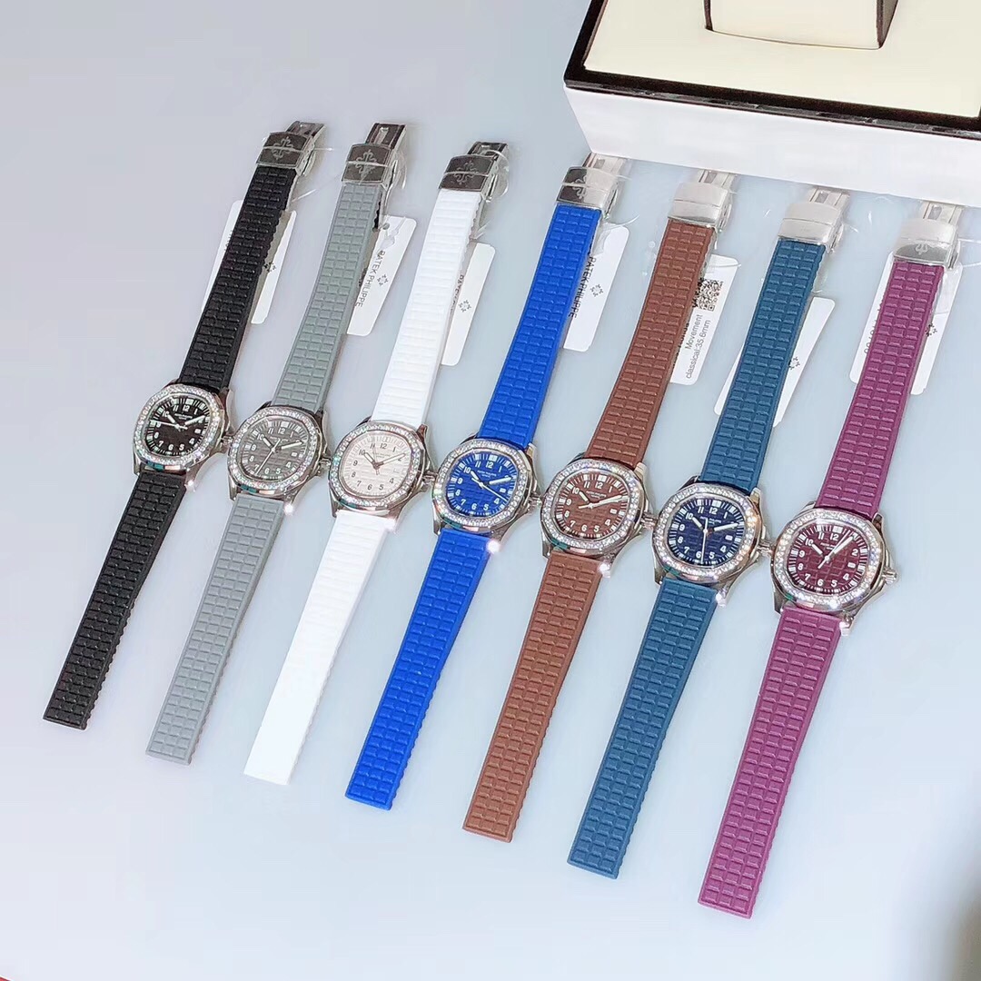 Patek Philippe 百达翡丽-PATEK PHlLlPPE 女表腕 AQUANAUT-5067A系列 既高端又奢华、浮雕表盘、斯华洛水晶镶嵌46颗、蓝宝石水晶玻璃 、带夜光效果、表径：35