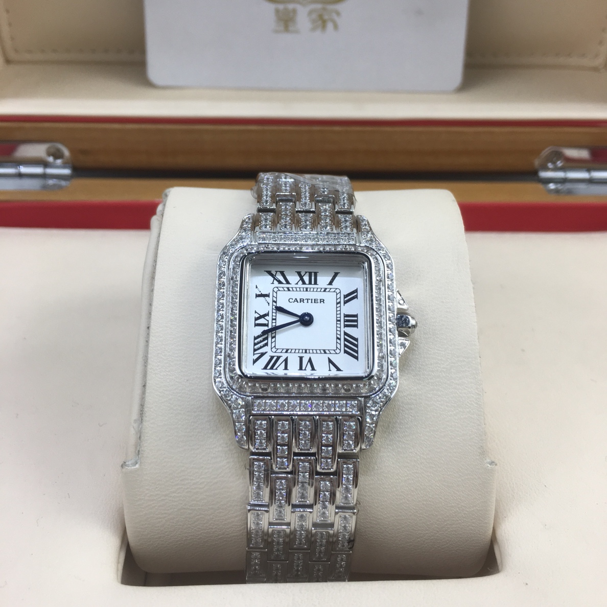 Cartier 皇家 卡地亚山度士系列满钻女款腕表