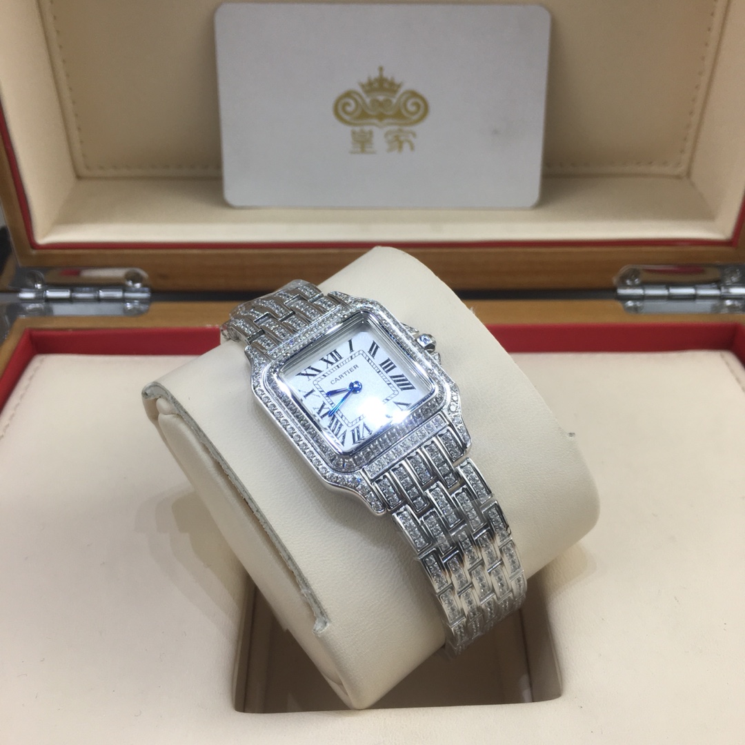 Cartier 皇家 卡地亚山度士系列满钻女款腕表