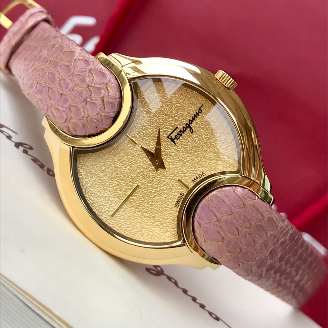 Feragamo FIZ Signature Rose Gold Lady Watch with Swiss Quartz and Snake Belt - 图片 8