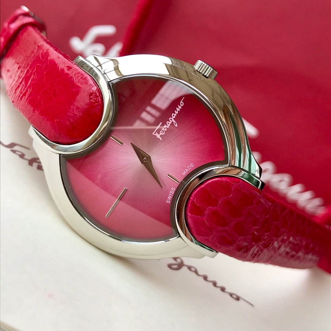 Luxury Feragamo FIZ Series Rose Gold Lady Watch with Swiss Stones and Snake Belt - 图片 8