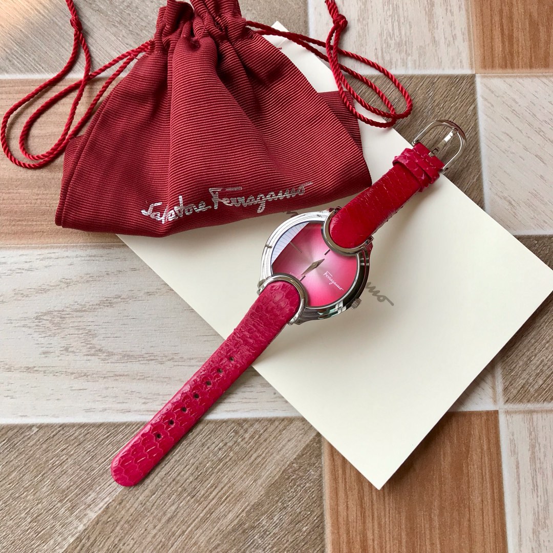 Luxury Feragamo FIZ Series Rose Gold Lady Watch with Swiss Stones and Snake Belt - 图片 3