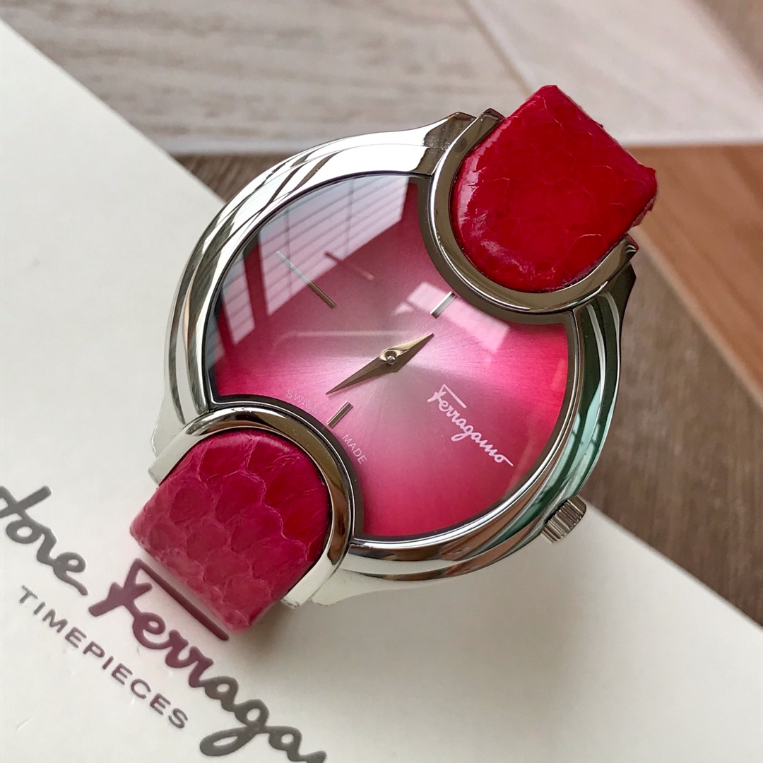 Luxury Feragamo FIZ Series Rose Gold Lady Watch with Swiss Stones and Snake Belt - 图片 4