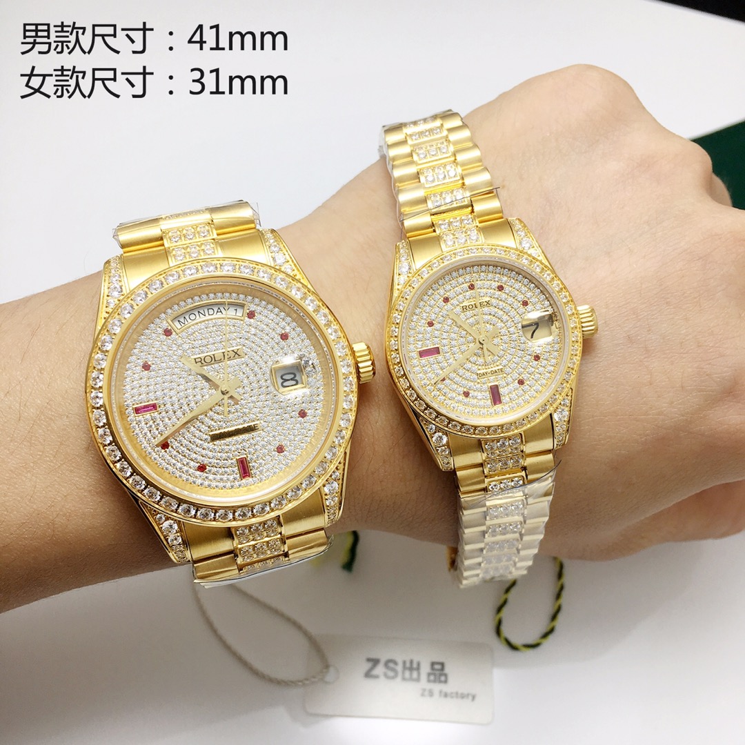 NO:726823,The latest popular recommendation is the Rolex couple's watch, the first 1:1 week calendar series, full of diamonds, electroplated 18K gold, showing the true character of a rich man. The entire watch is inlaid with diamonds. It is made of imported South African diamonds and is inlaid with four prongs by hand. The promise of never losing diamonds, luxury and high-end atmosphere, the size of the men's model is 41 mm, the size of the women's model is 31 mm, and the thickness is 12 mm. The fully automatic mechanical watch is equipped with an original imported movement, stable performance and zero return. The sapphire glass mirror is made of 316L stainless steel, with exquisite and perfect workmanship, quality assurance!  [strong][strong][strong],,rolex19860909最新火爆推荐劳力士情侣对表首发1:1星期日历型系列满天星镶钻电镀18K金尽显土豪本色整个手表镶钻石.采用进口南非钻纯手工四爪镶嵌而成,永不掉钻的承诺,奢华高端大气,男款尺寸41毫米、女款尺寸31毫米,厚度12毫米、全自动机械表搭配原装进口机芯、性能稳定零返俢蓝宝石玻璃镜面316L精钢做工精致完美,质量保证！[强][强][强],,rolex,Watch