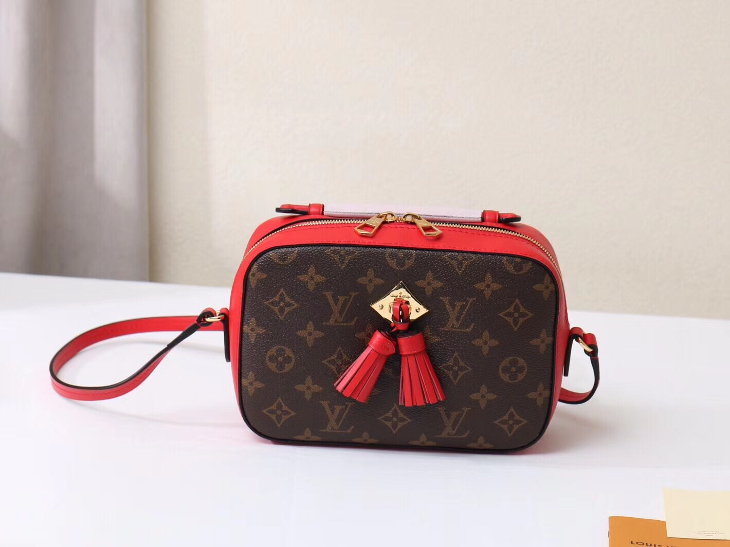 Louis Vuitton Handbags Camera Bags Red Monogram Canvas Calfskin Cowhide Fall Collection Fashion M43557