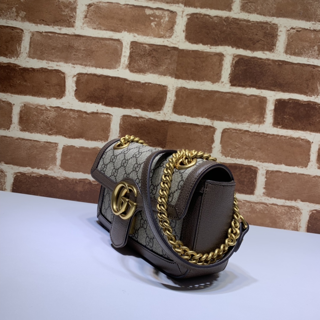 GUCCI古驰双G帆布红色皮革链条单肩斜挎包446744