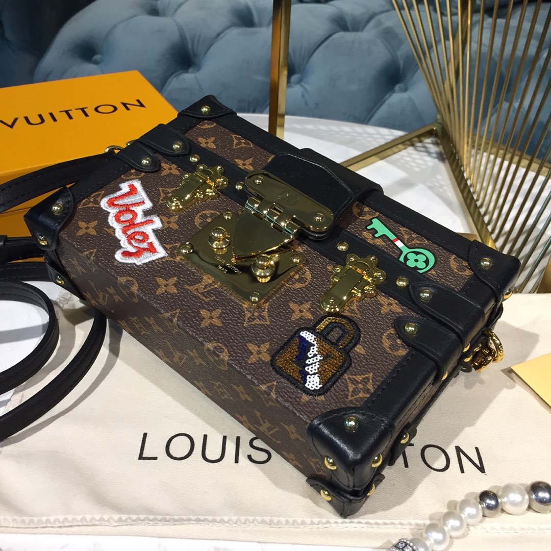 Louis Vuitton LV Petite Malle Handbags Crossbody & Shoulder Bags Gold Printing Monogram Canvas Calfskin Cowhide M43992