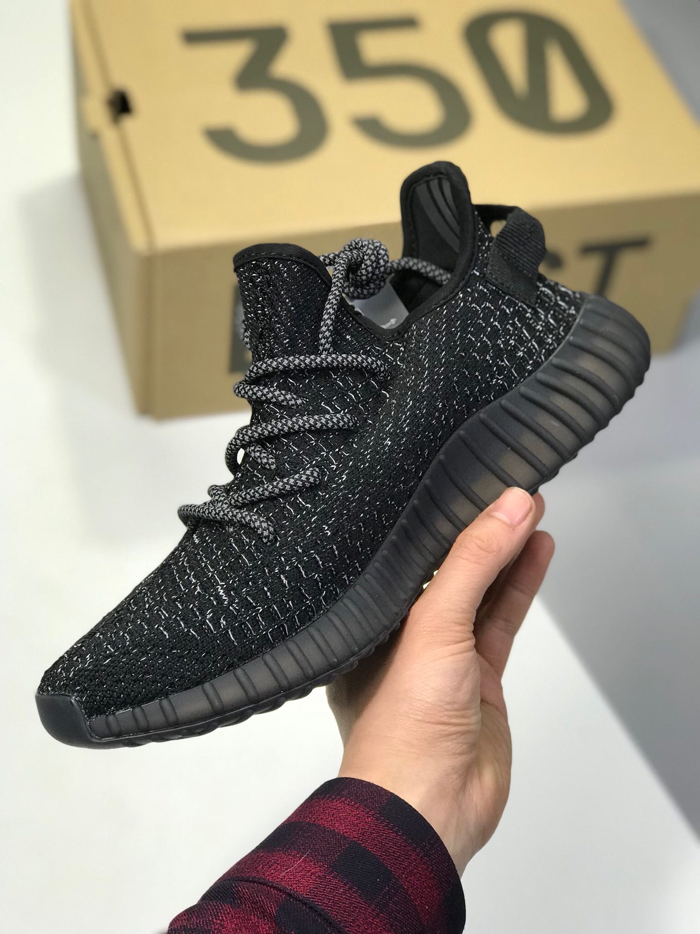 190 黑色满天星3M反光效果渠道Yeezy 350v2 满天星黑武士