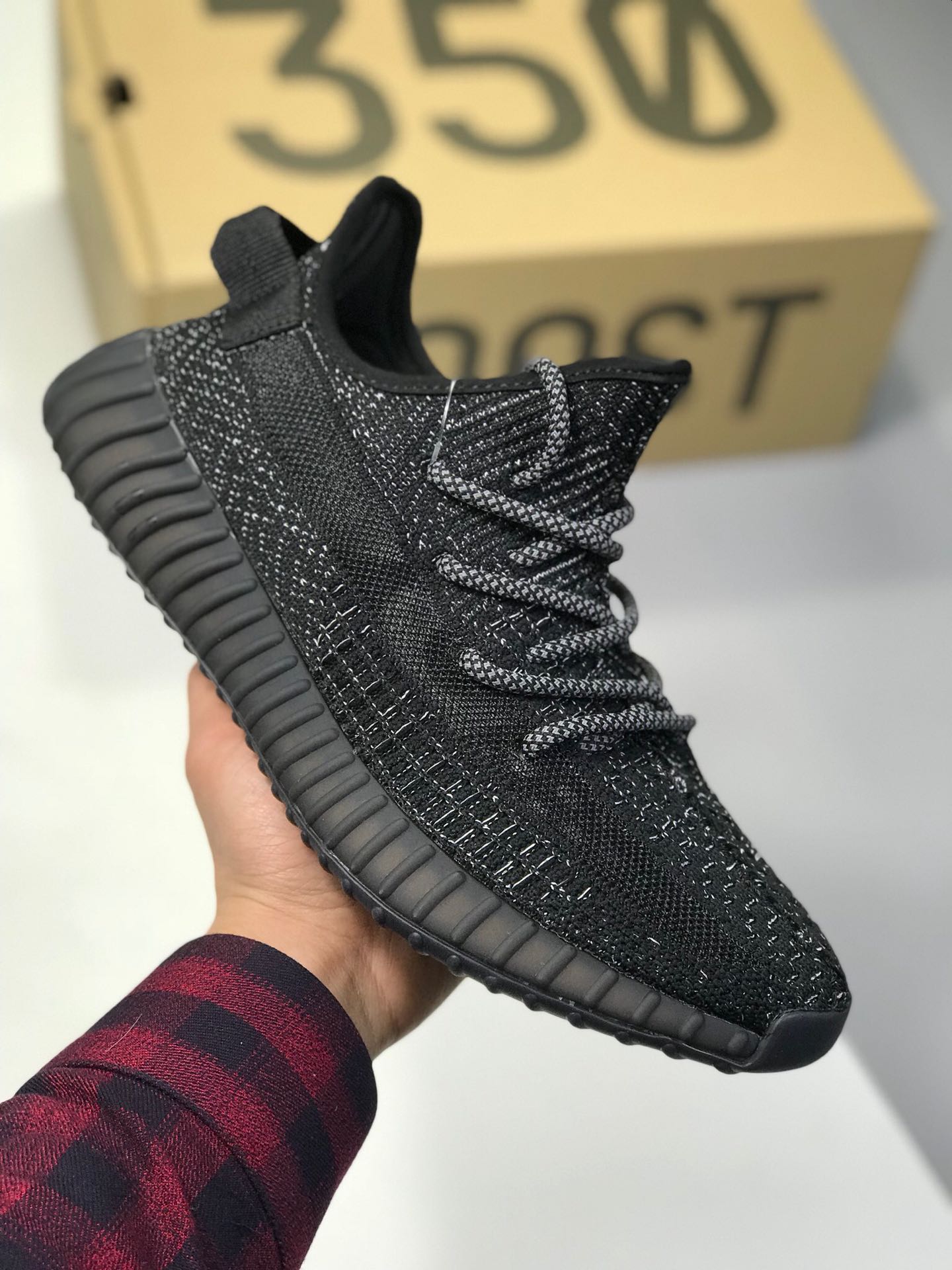 190 黑色满天星3M反光效果渠道Yeezy 350v2 满天星黑武士