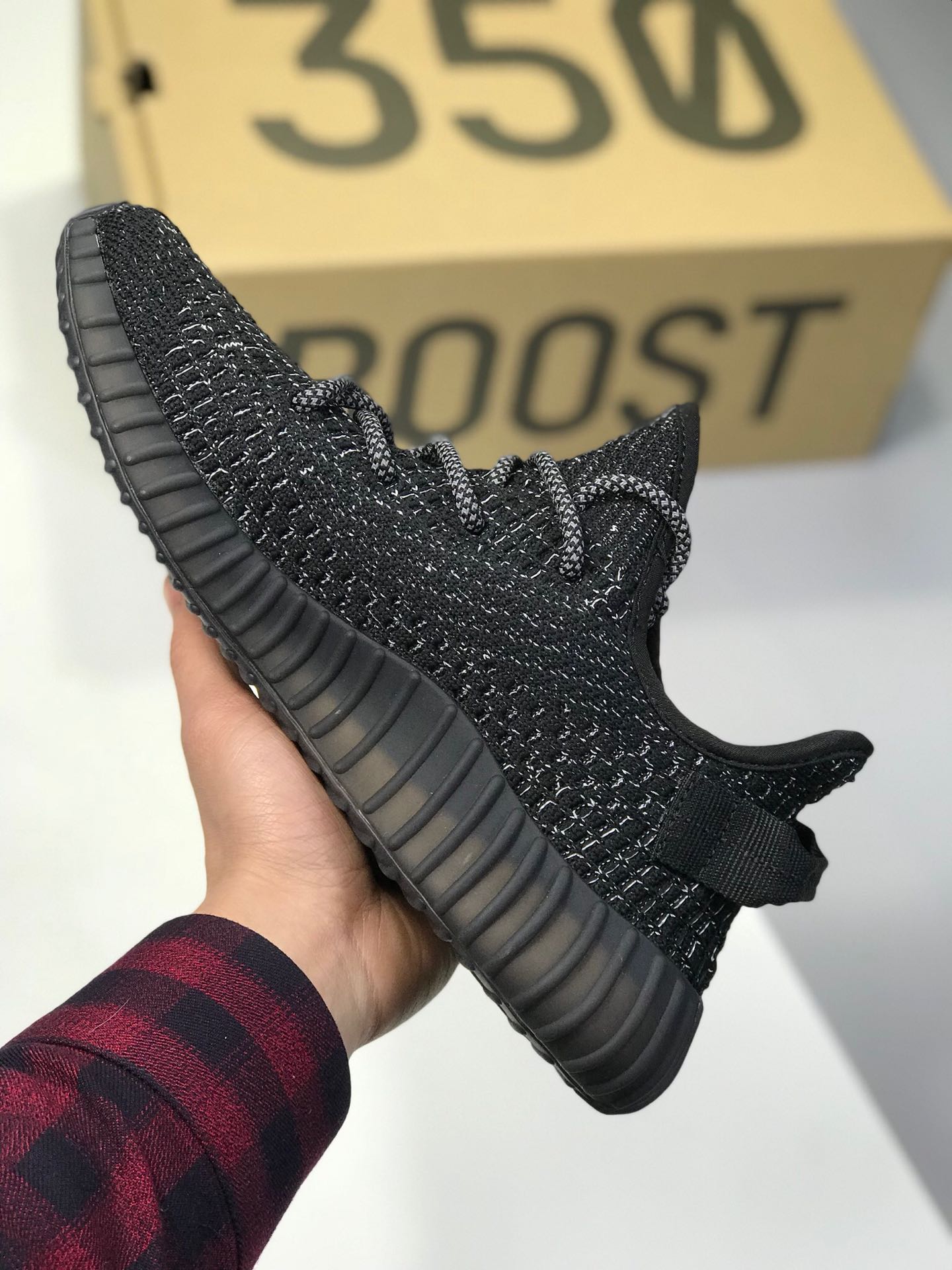 190 黑色满天星3M反光效果渠道Yeezy 350v2 满天星黑武士