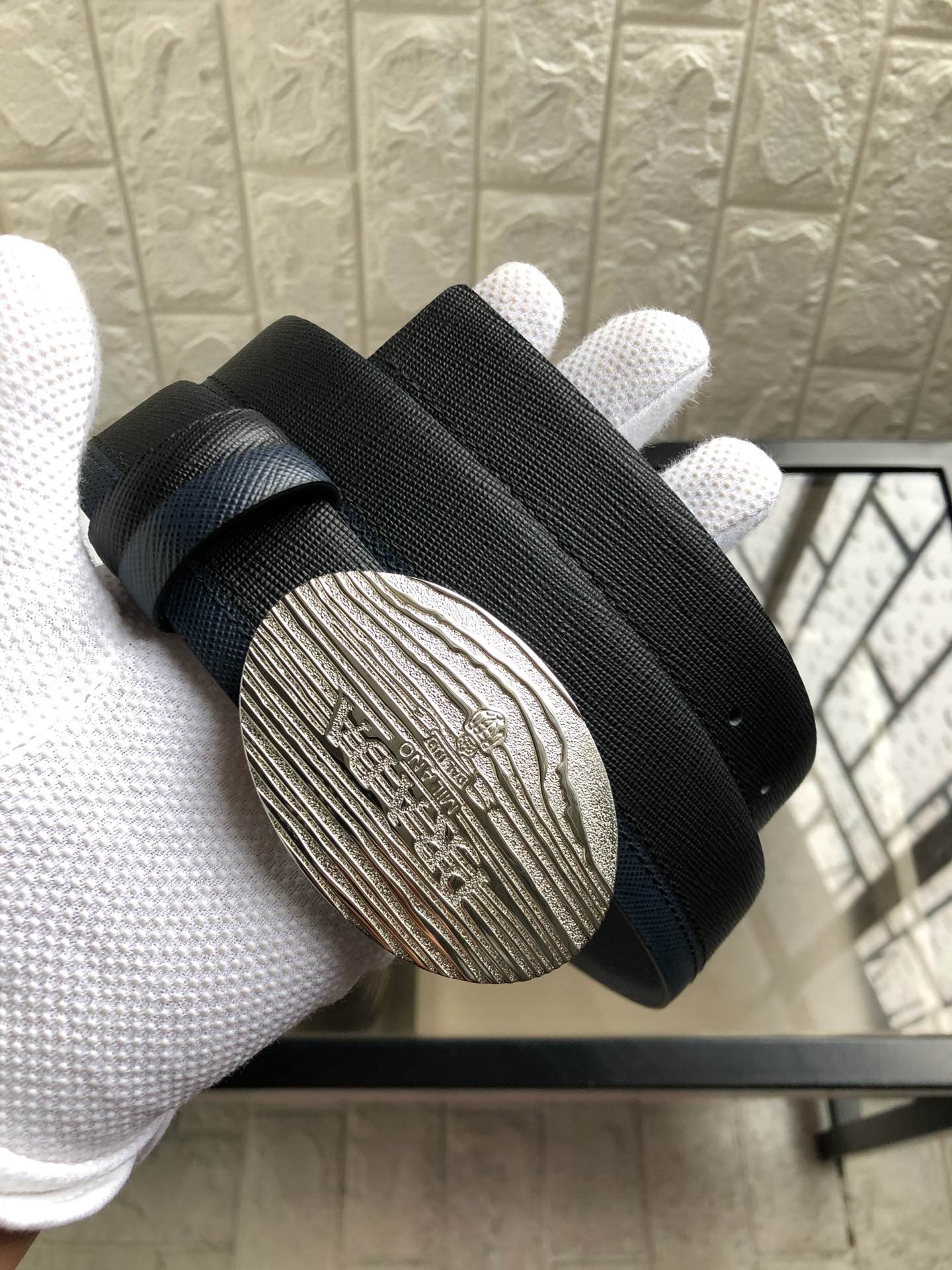 [Prada Belts]Prada: Original original double sided first layer cowhide cross p