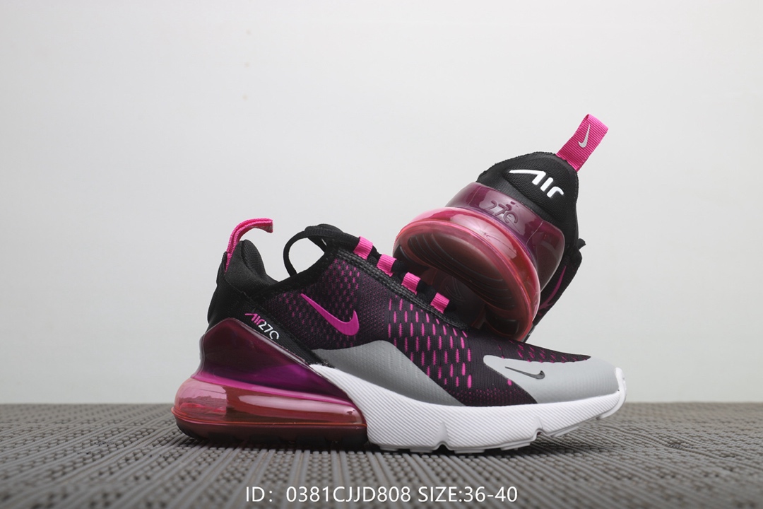 110 耐克Nike Air Max 270 Flyknit 女款 魅夜紫 后置半掌大气垫 缓震跑步鞋！<br />号码：36-40