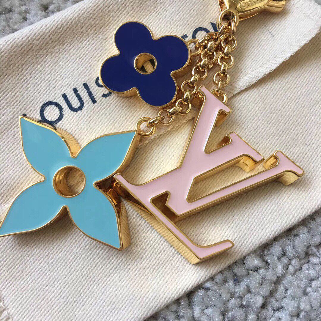 Fleur de Monogram Blue Keychain with keys