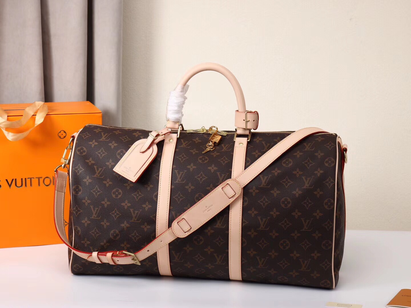 Louis Vuitton LV Keepall Travel Bags Gold Yellow Monogram Canvas Cowhide N41416