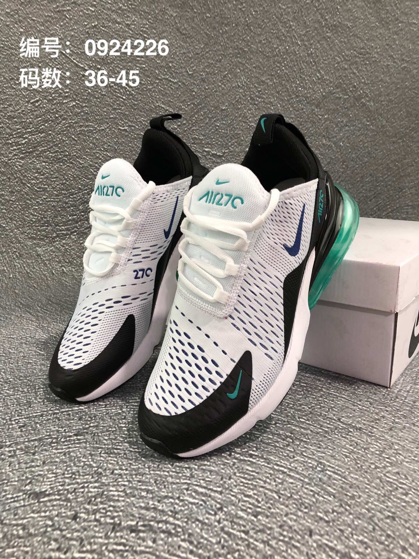 110  耐克Nike Air Max 270 Flyknit 后置半掌大气垫 缓震跑步鞋！<br />号码：36-45