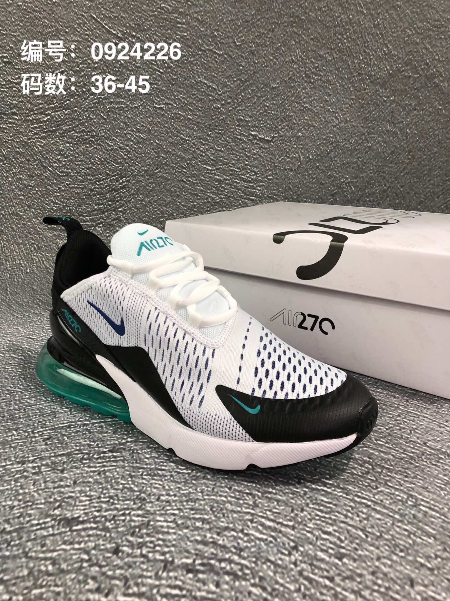 110  耐克Nike Air Max 270 Flyknit 后置半掌大气垫 缓震跑步鞋！<br />号码：36-45