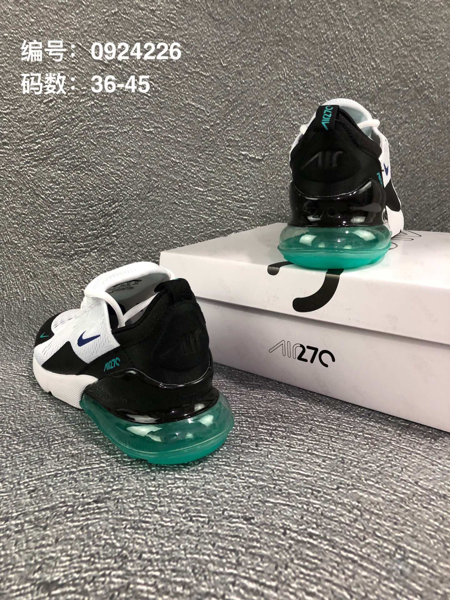 110  耐克Nike Air Max 270 Flyknit 后置半掌大气垫 缓震跑步鞋！<br />号码：36-45
