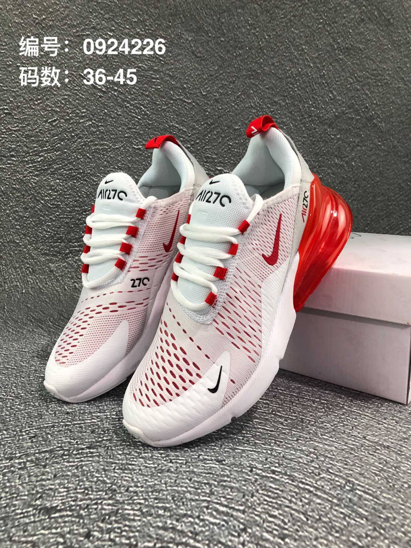 110 耐克Nike Air Max 270 Flyknit 后置半掌大气垫 缓震跑步鞋码数！<br />号码：36-45