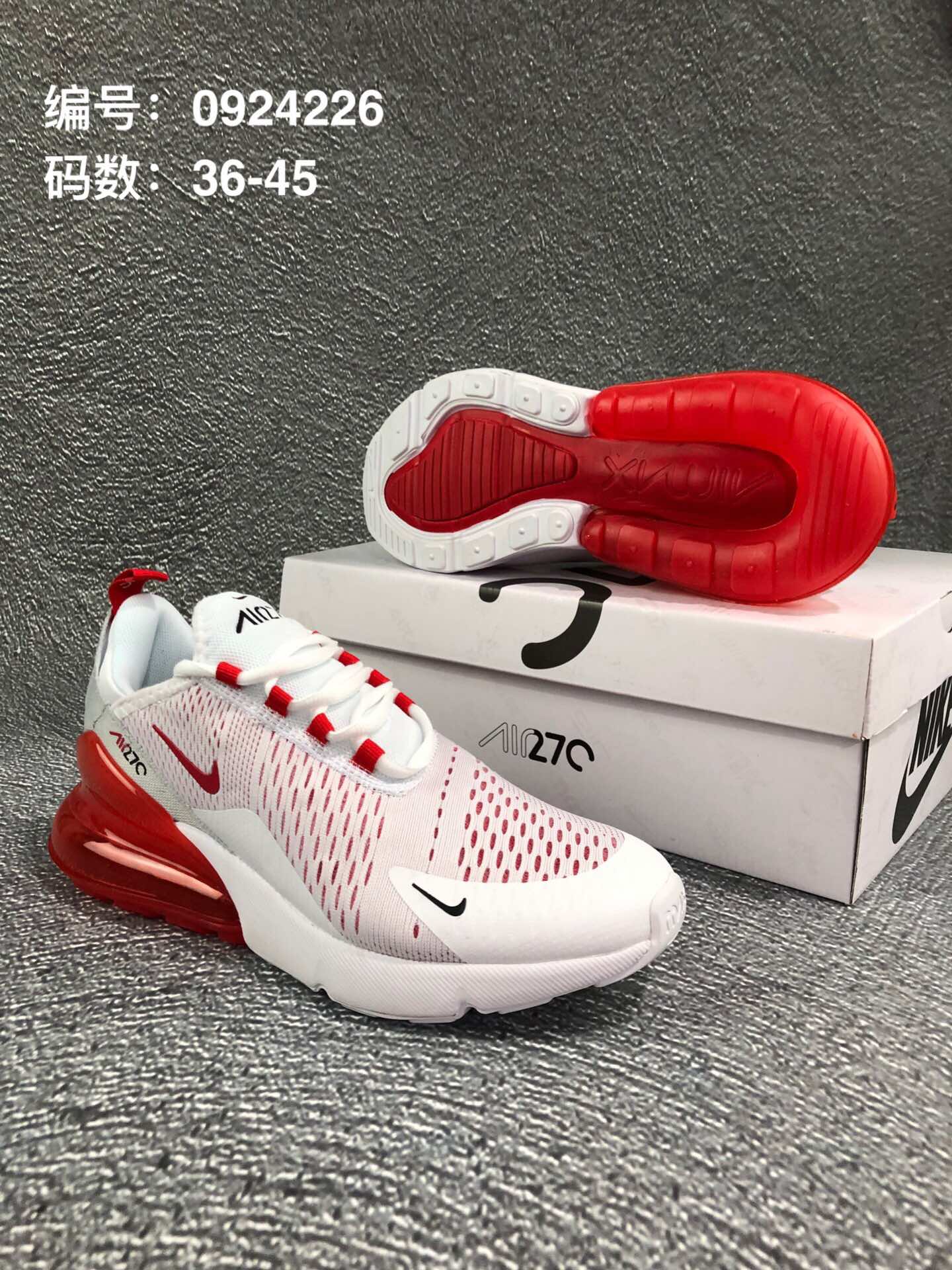 110 耐克Nike Air Max 270 Flyknit 后置半掌大气垫 缓震跑步鞋码数！<br />号码：36-45