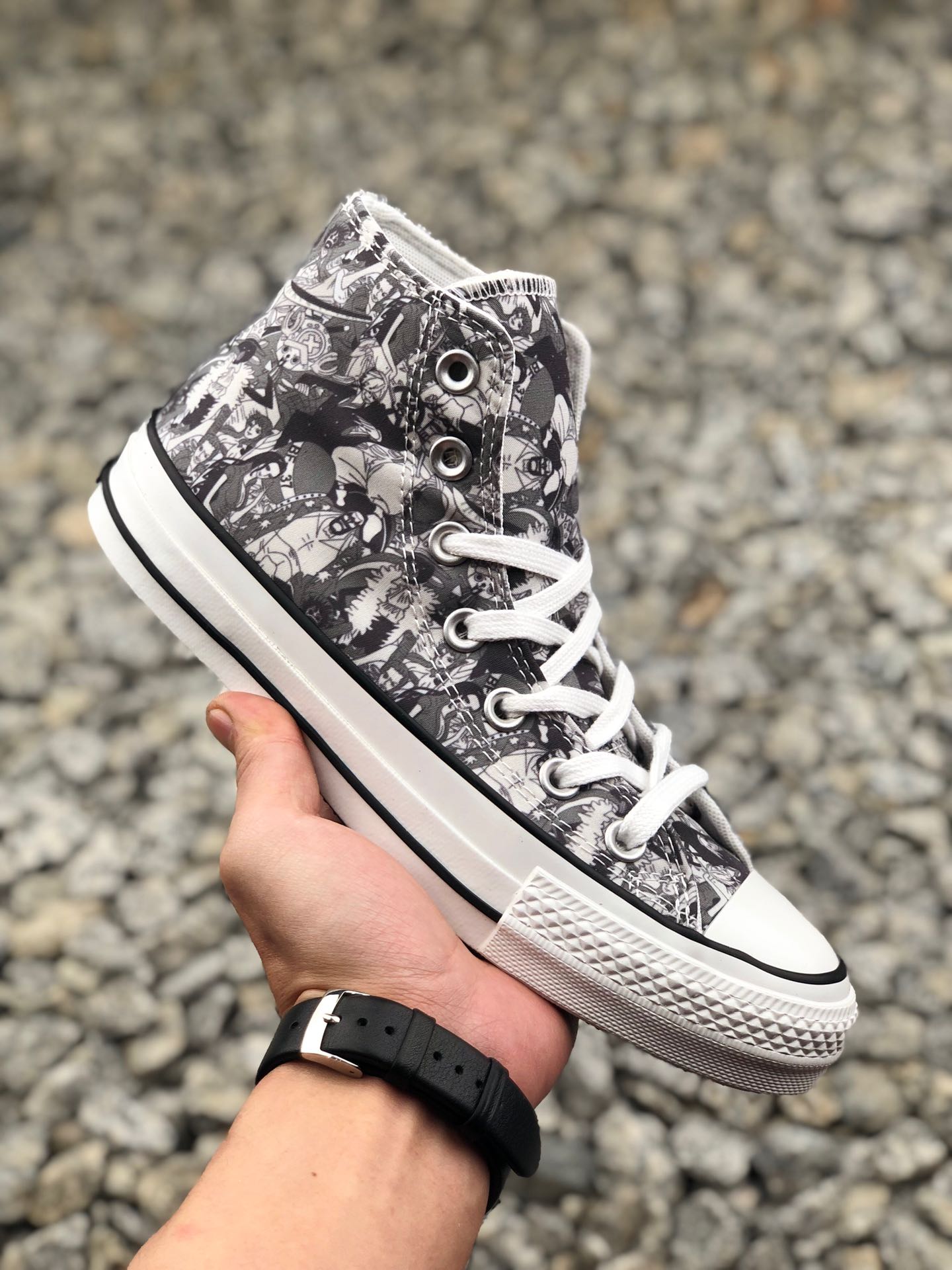 100正确硫化版本   匡威100周年限定 One Piece x Converse All Star 100 HI高帮硫化帆布板鞋“海贼王动漫彩色”