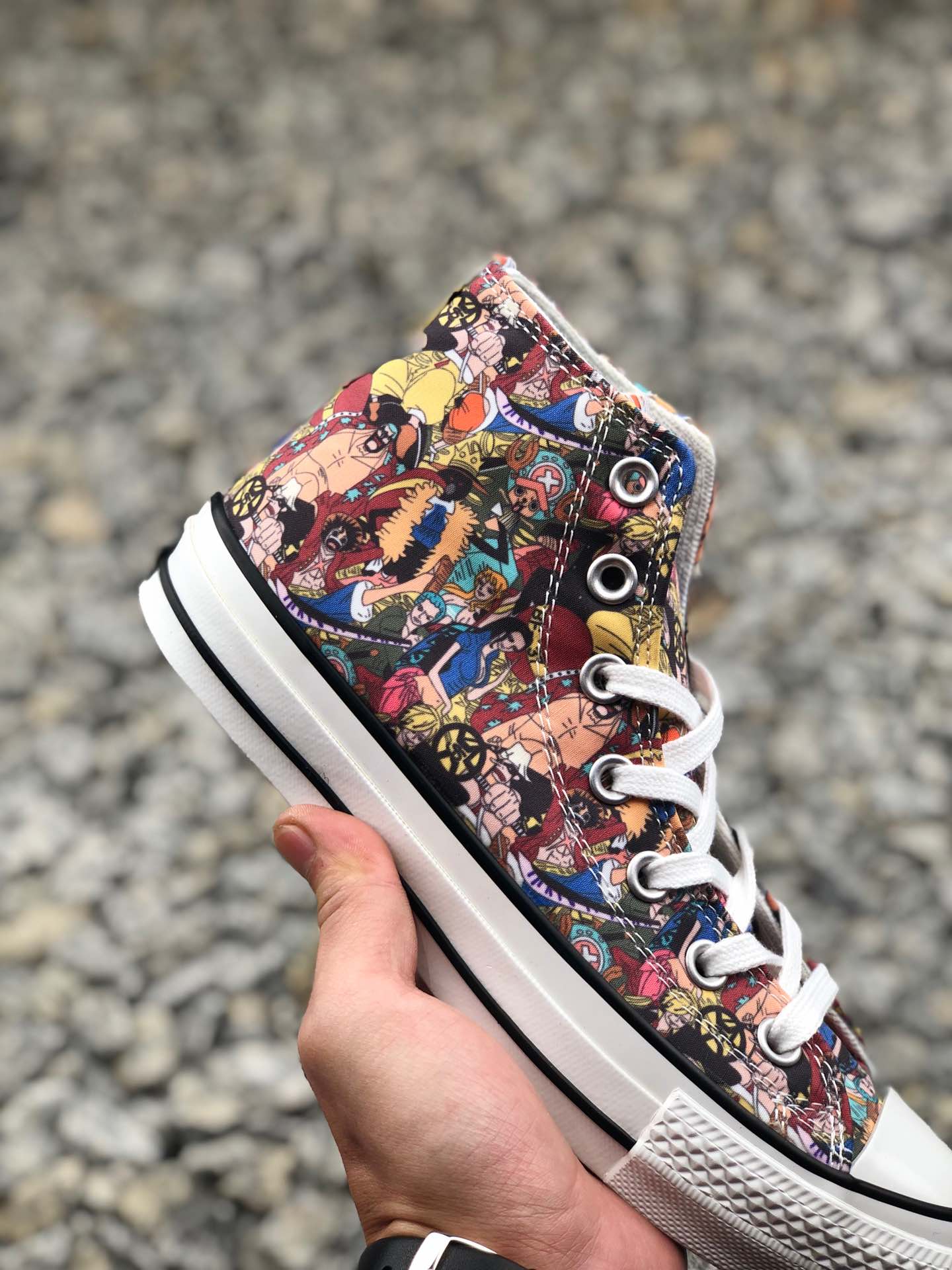 100正确硫化版本   匡威100周年限定 One Piece x Converse All Star 100 HI高帮硫化帆布板鞋“海贼王动漫彩色”