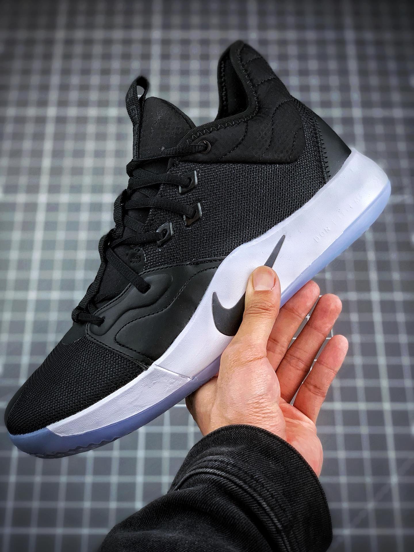 220Nike PG3 “Black” 黑白奥利奥 保罗乔治三代低调黑蓝装扮鞋身AO2608-001