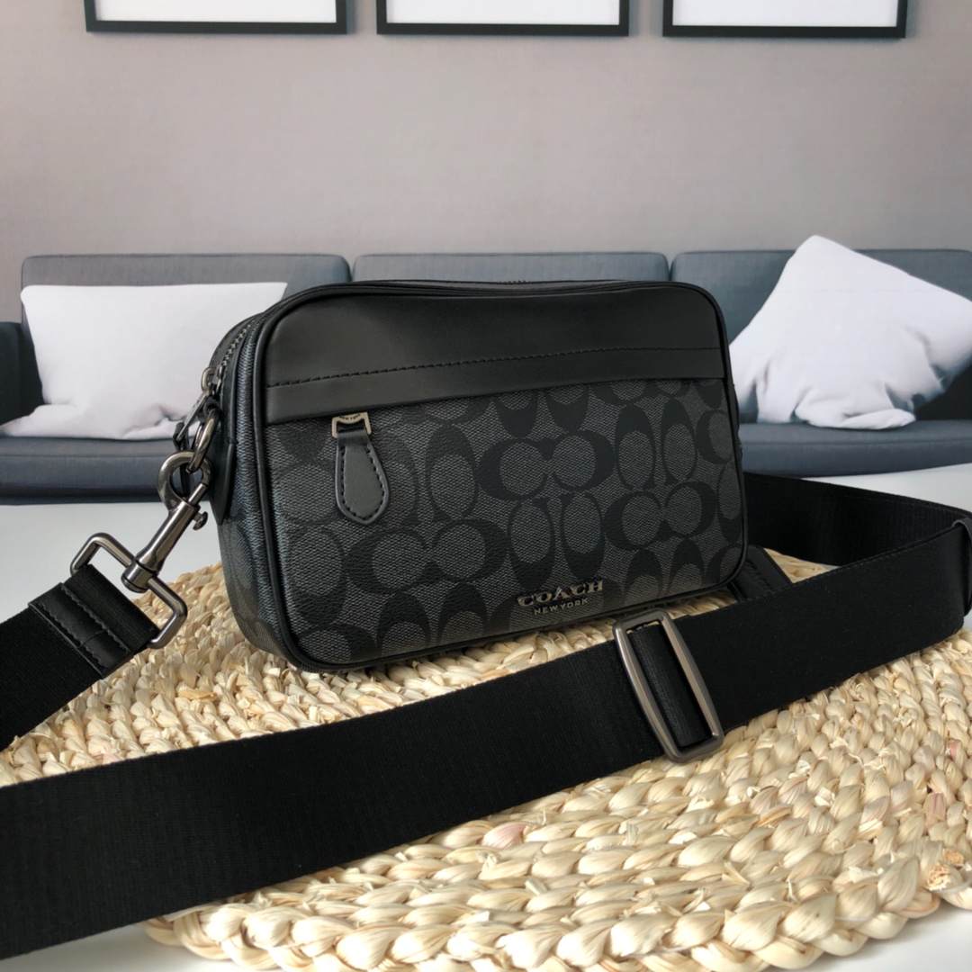 Coach coach 39946 50713 50715新款相机包 全头层牛皮材质 Graham Crossbody单肩斜挎男士相机包 尺寸 26
