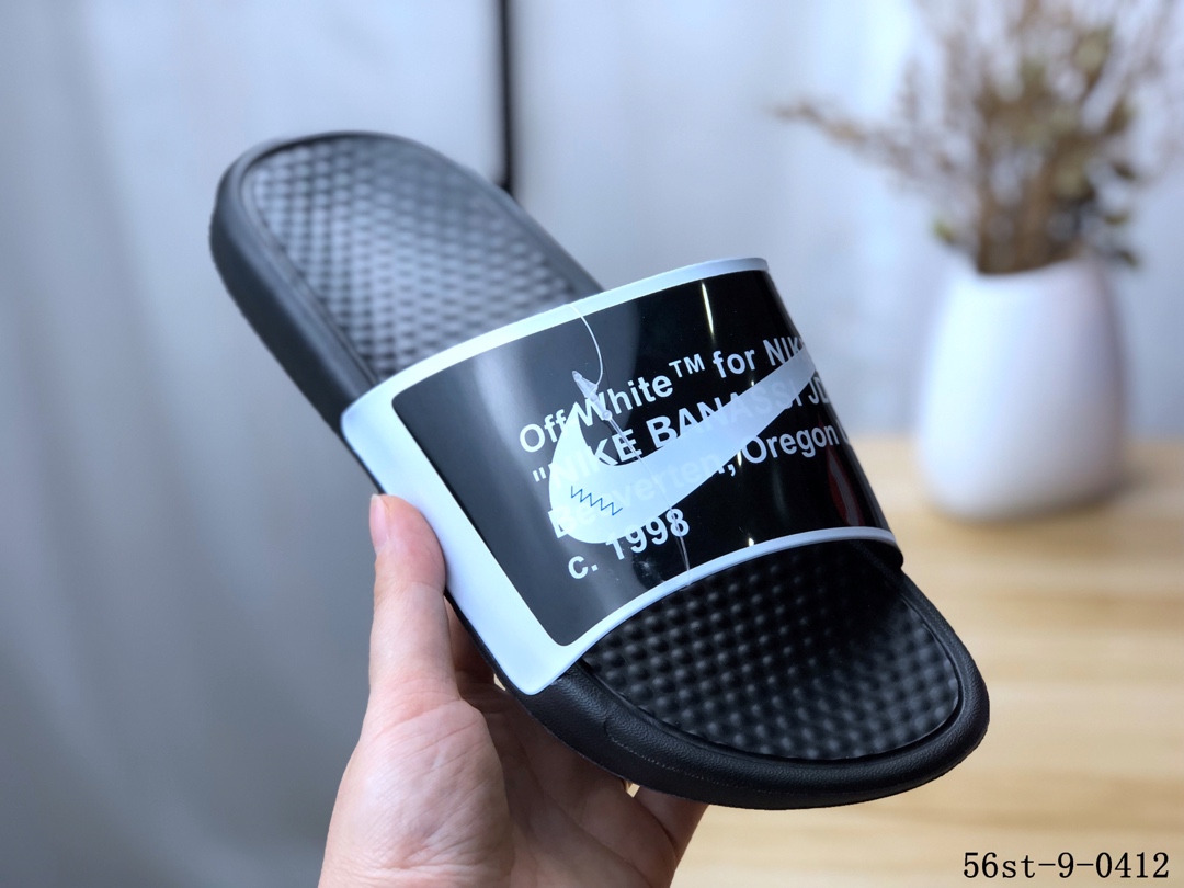 55！Nike OFF-WHITE x Nike BENASSI DUO ULTRA SLIDE 夏季休闲沙滩拖鞋！56st-9-0412