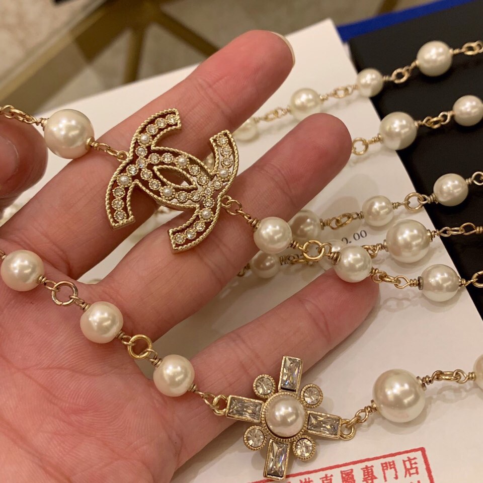 秋冬毛衣链Chanel毛衣链小香大小珍珠链原单狠货进出专柜无压力代购级别ch@nel香奈儿经典喷砂质感原